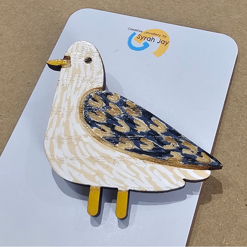 WOODEN BROOCH|Boat – Blue/Red|Boat – Orange/Green|Seagulls