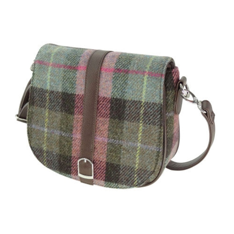 HARRIS TWEED – CROSSBODY BAG – MUTED GREEN & ROSE