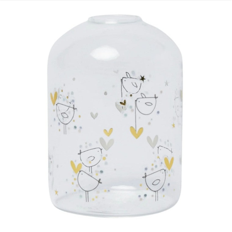 SIGNATURE MINI GLASS VASE|Bird & Heart|Confetti Bird & Heart