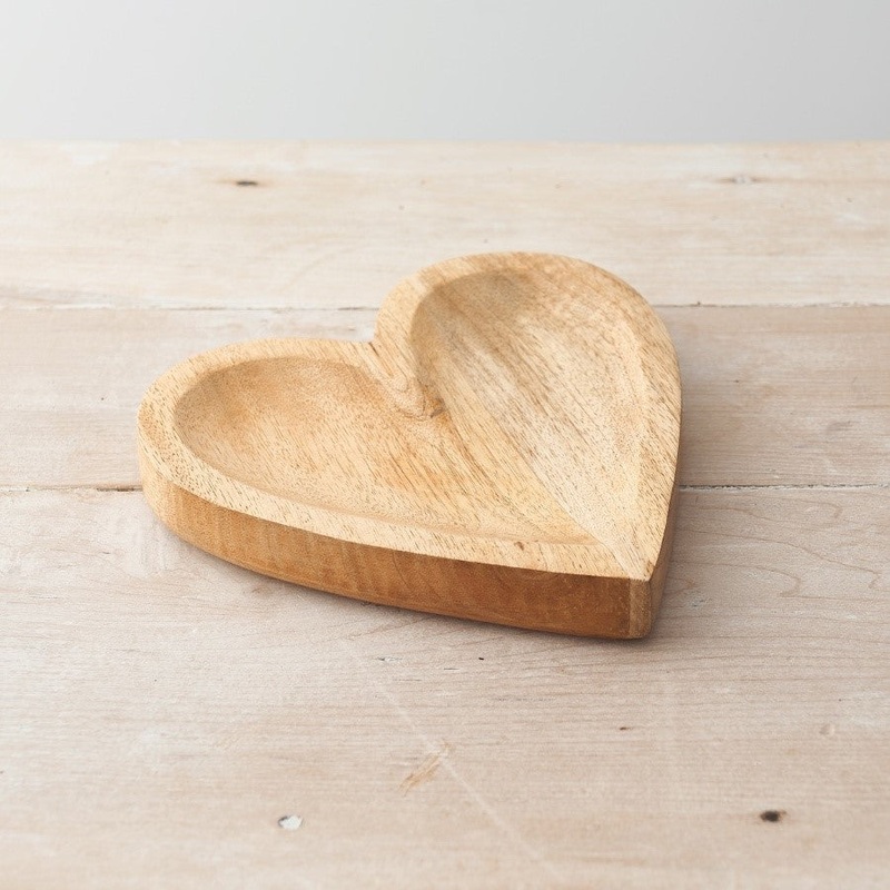 NATURAL WOODEN HEART DISH|Small|Large