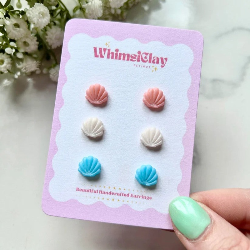 SEA SHELL STUDS|Blue|Pink|White