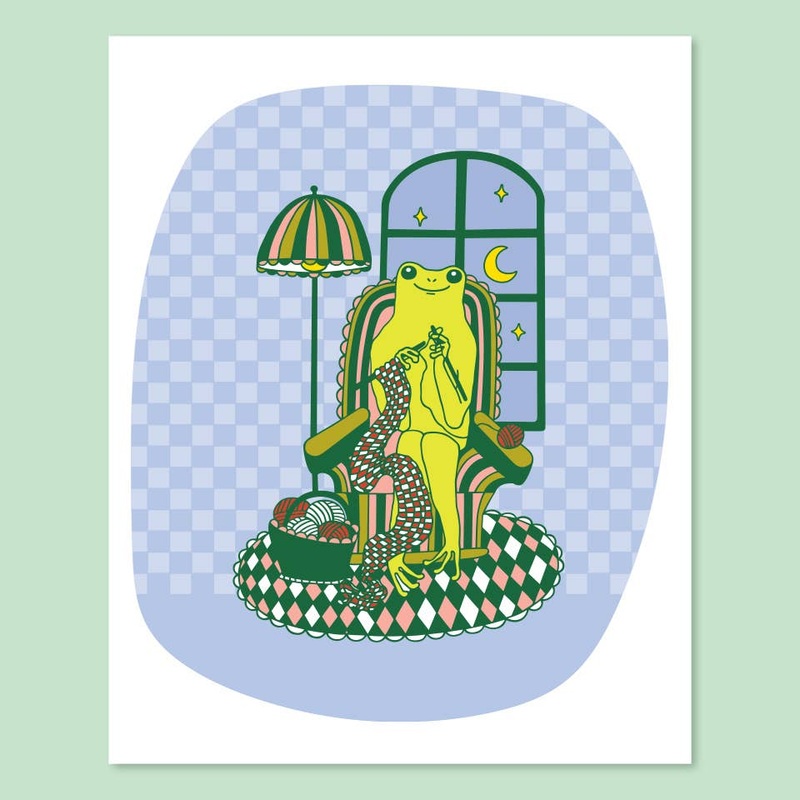 Knitting Frog Print – 8 x 10