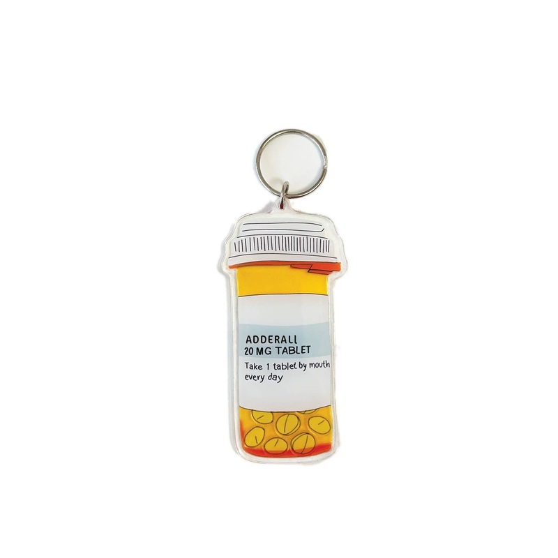 Silly Adderall Pill Bottle Shaker keychain