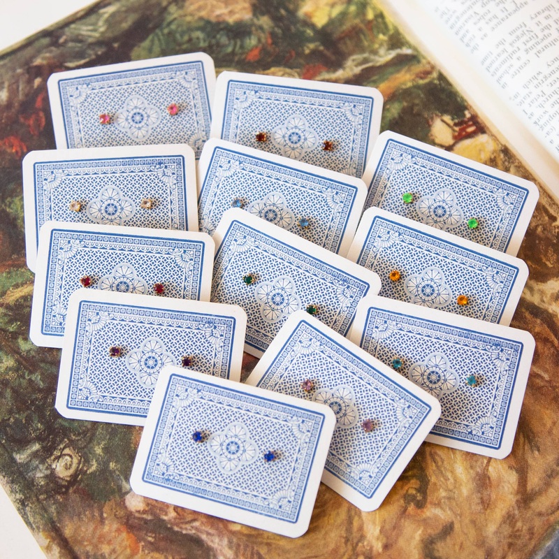 Vintage Tiny Birthstone Studs Set