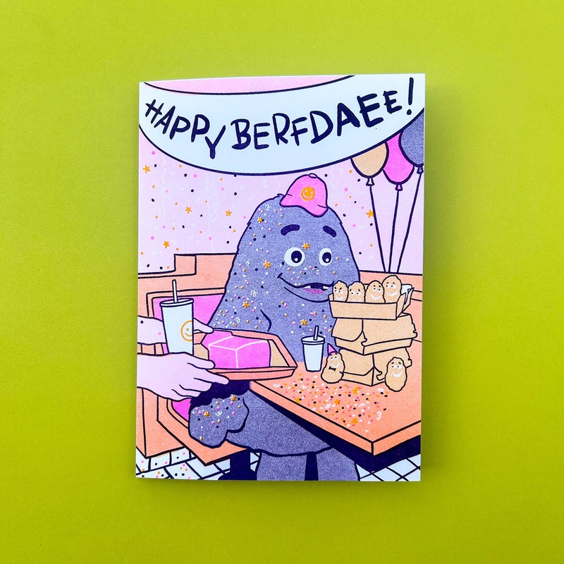 Happy Birthday Celebration Risograph Greeting Card