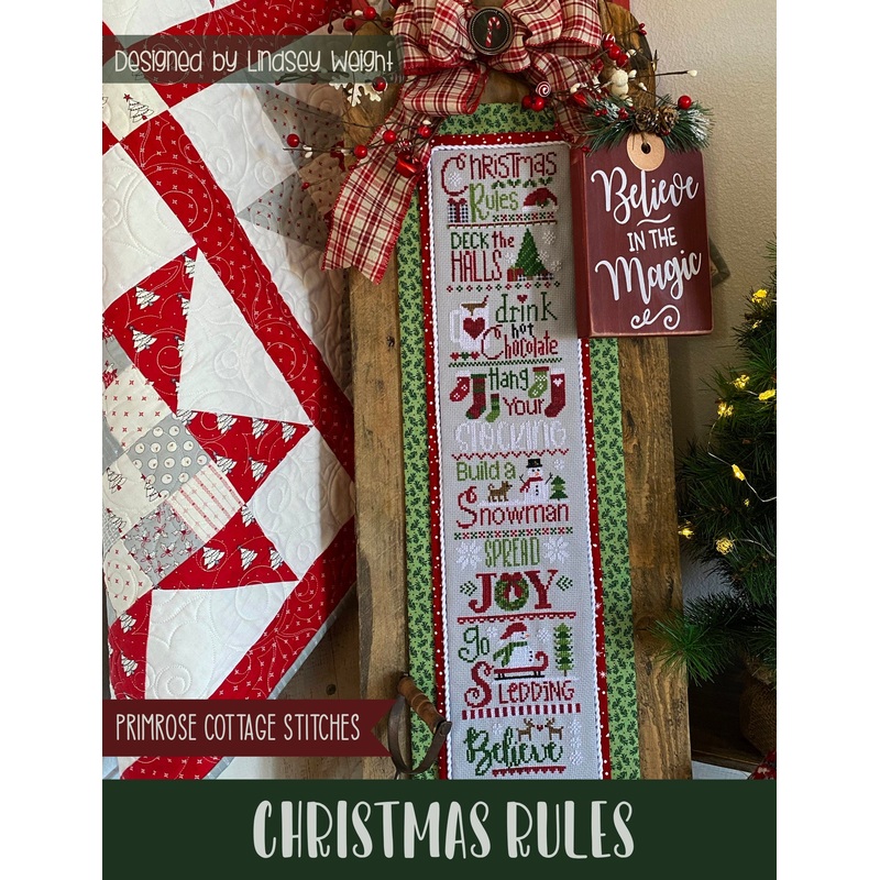 Christmas Rules Cross Stitch by Lindsey Weight of Primrose Cottage Stitches – PDF Pattern