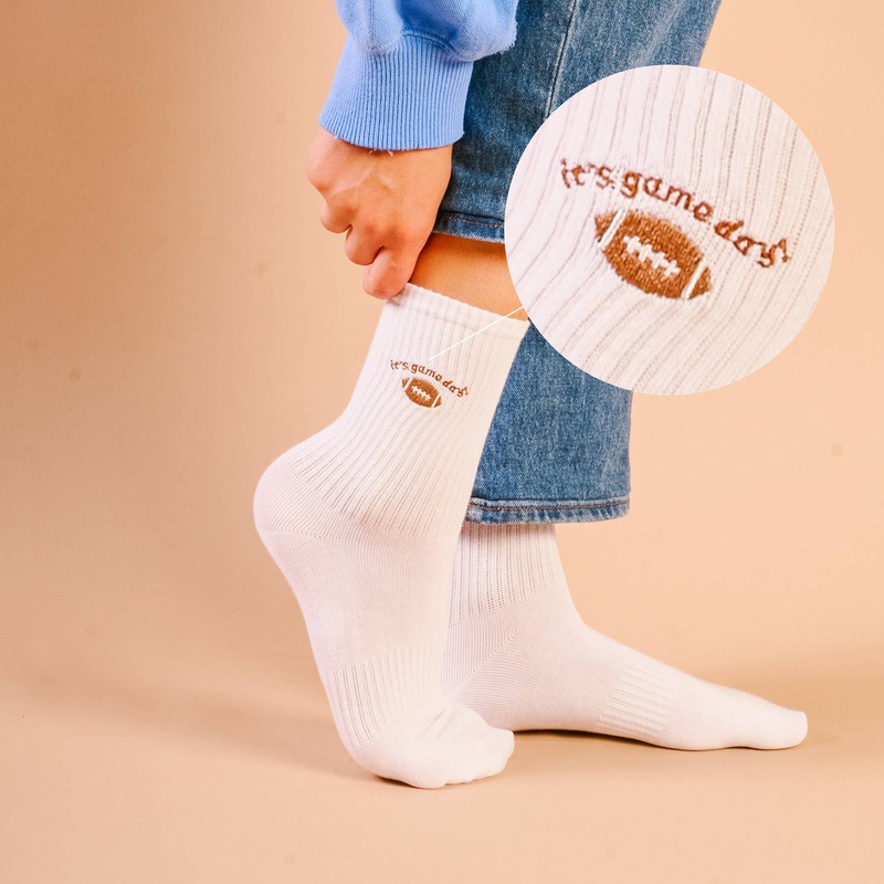 Embroidered Crew Socks-It’s Game Day