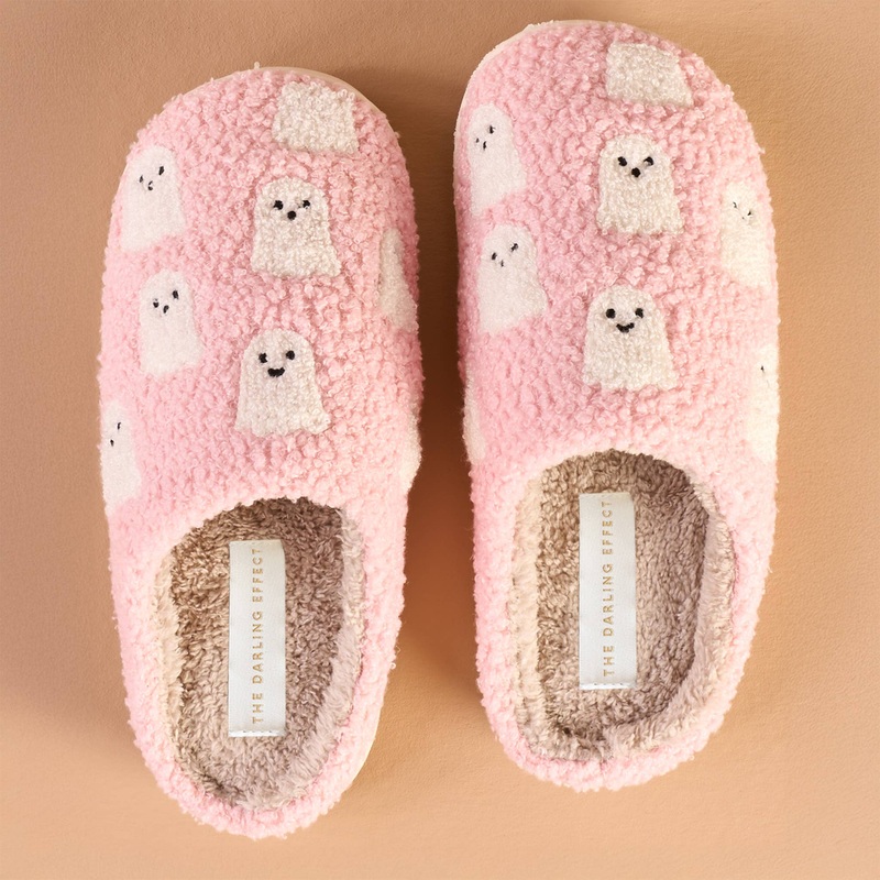 Fuzzy Slippers – Ghosts|M/L (Women’s 8 – 10)|S/M (Women’s 5 -7.5)