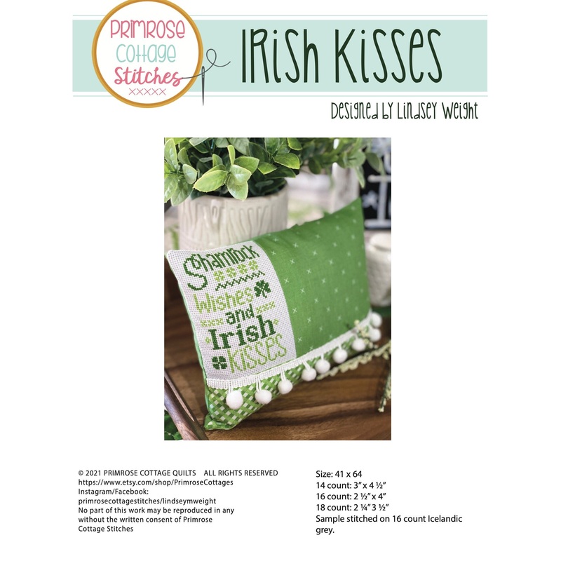 Irish Kisses Cross Stitch by Lindsey Weight of Primrose Cottage Stitches – PDF Pattern