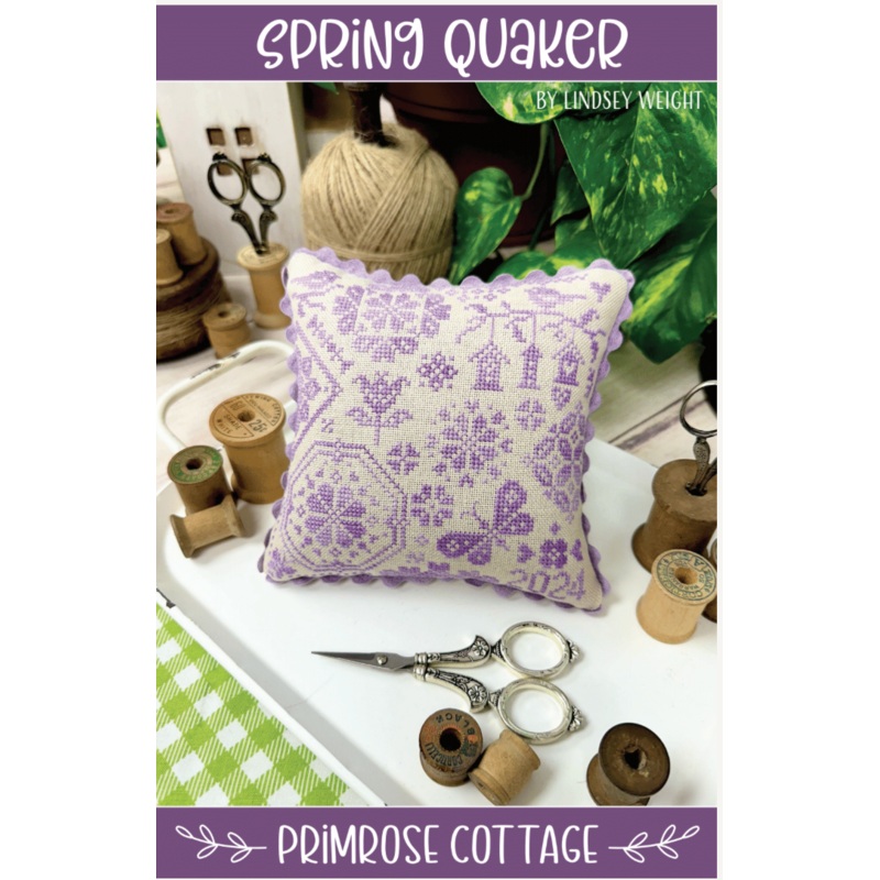 Spring Quaker Cross Stitch by Lindsey Weight of Primrose Cottage – PAPER Pattern PCS-132