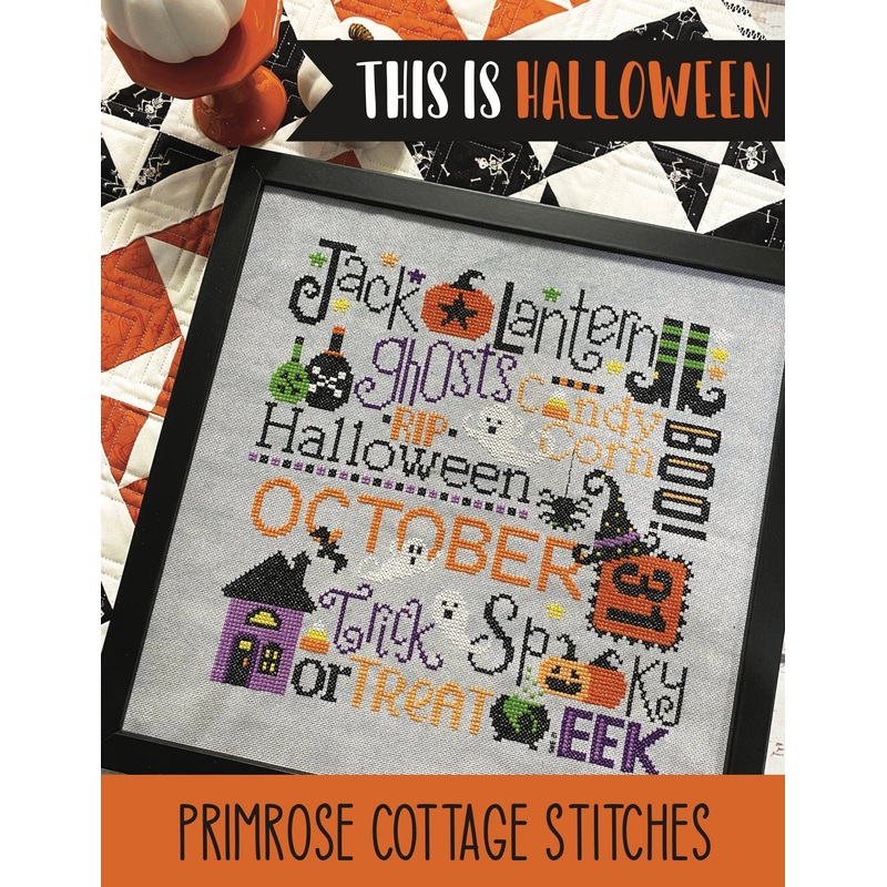 This is Halloween Cross Stitch by Lindsey Weight of Primrose Cottage Stitches – PAPER Pattern PCS-025