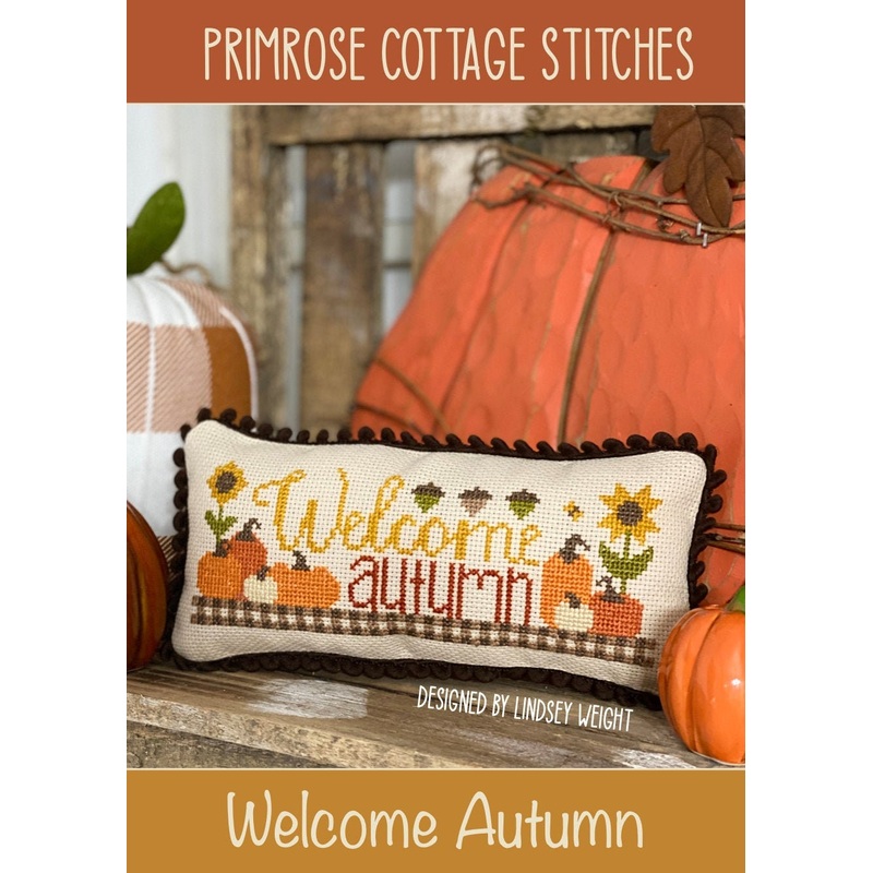 Welcome Autumn Cross Stitch by Lindsey Weight of Primrose Cottage Stitches – PDF Pattern