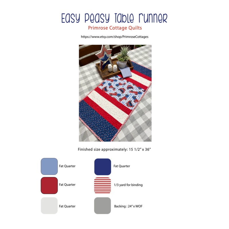 Easy Peasy Table Runner by Lindsey Weight of Primrose Cottage Quilts – Quilt PDF Pattern