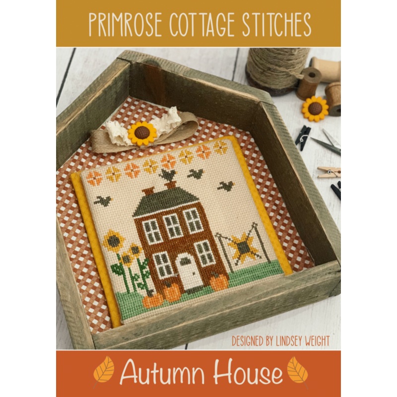 Autumn House Cross Stitch by Lindsey Weight of Primrose Cottage Stitches – PAPER Pattern PCS-018
