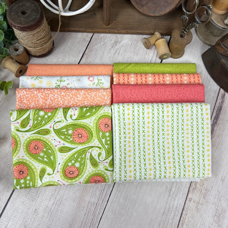 Citrus Bundle Assorted Fabrics Curated by Primrose Cottage 8 Fat Quarters FQB-149