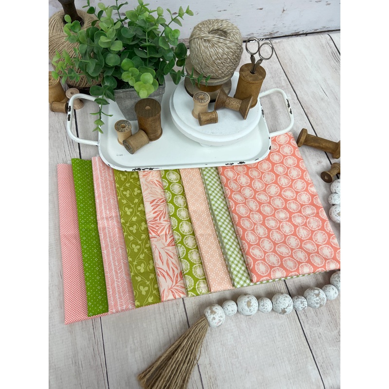 Citrus Pink & Green Fat Quarter Bundle – 9 Fat Quarters – FQB-172