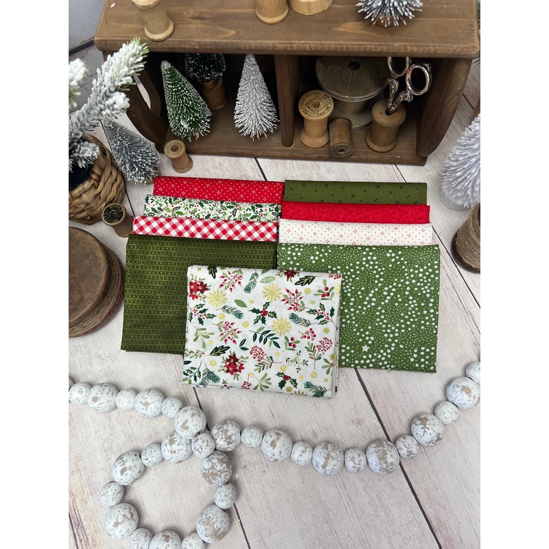 Holly Christmas Bundle – 9 Fat Quarters curated by Primrose Cottage FQB-097