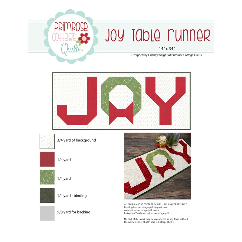 Joy by Lindsey Weight of Primrose Cottage Quilts – Table Runner PDF Pattern