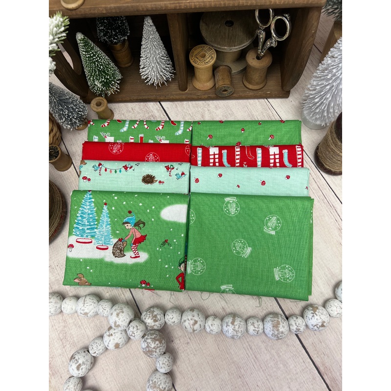 Pixie Noel by Tasha Noel Christmas Bundle – 8 Fat Quarters Curated by Primrose Cottage FQB-105