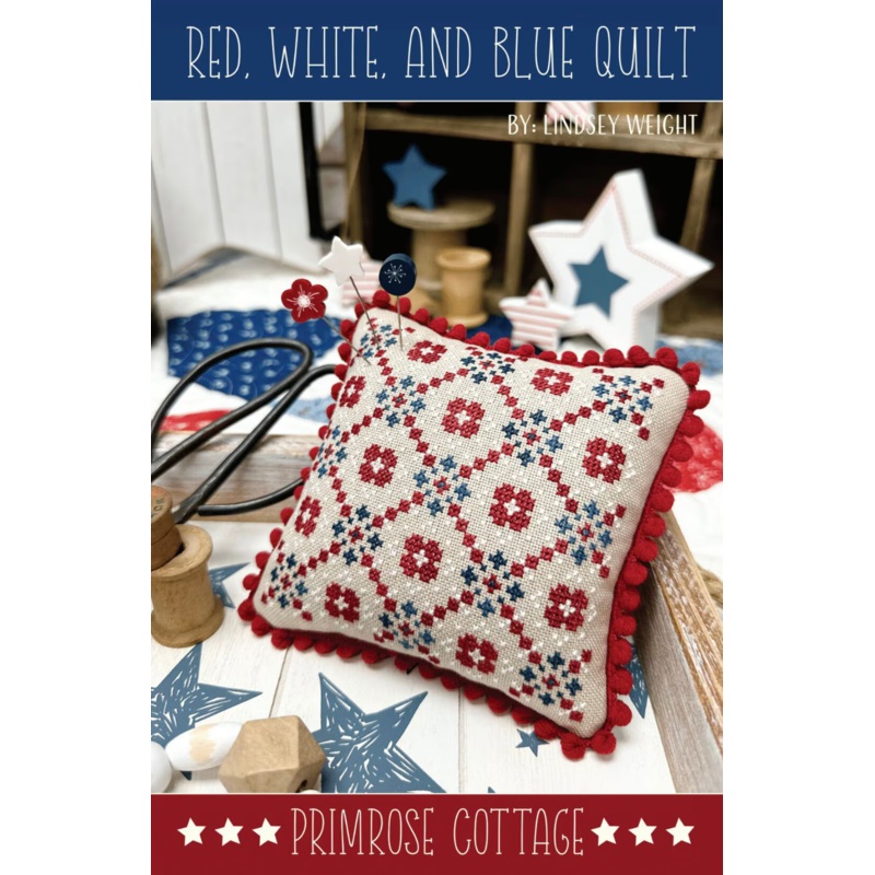 Red, White, and Blue Quilt Cross Stitch by Lindsey Weight of Primrose Cottage – PAPER Pattern PCS-127
