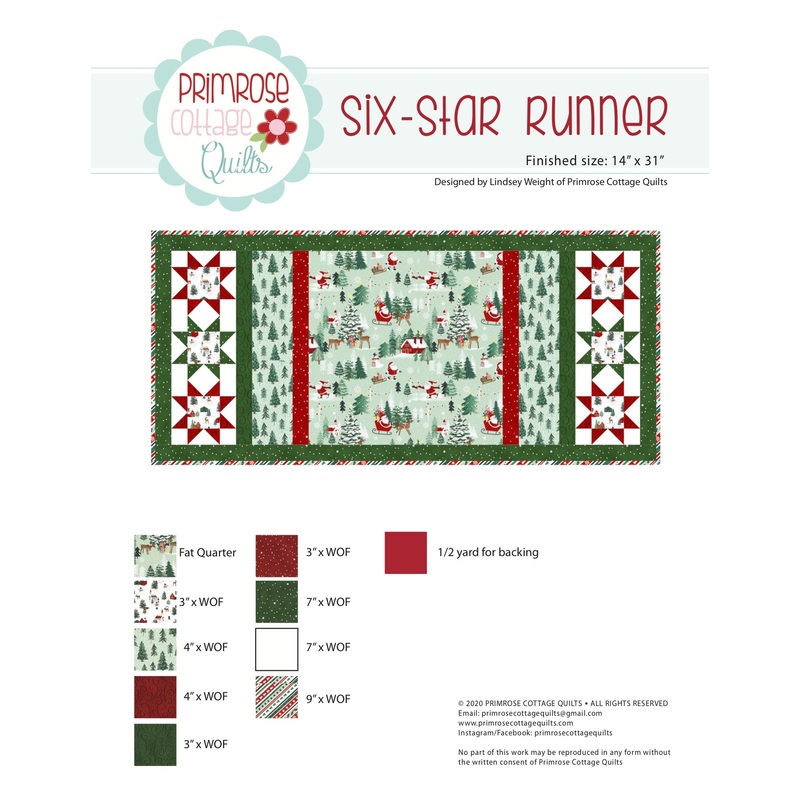 Six-Star by Lindsey Weight of Primrose Cottage Quilts – Table Runner PDF Pattern