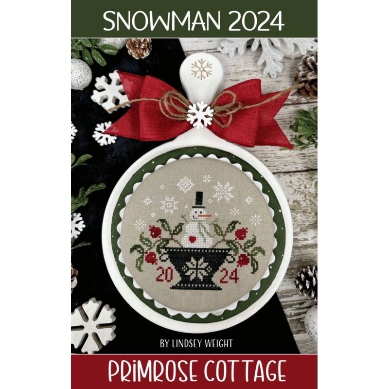 Snowman 2024 Cross Stitch by Lindsey Weight of Primrose Cottage – PAPER Pattern PCS-128