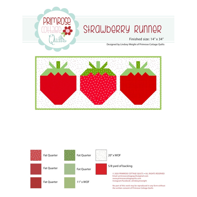 Strawberry Table Runner by Lindsey Weight of Primrose Cottage Quilts – Quilt PDF Pattern