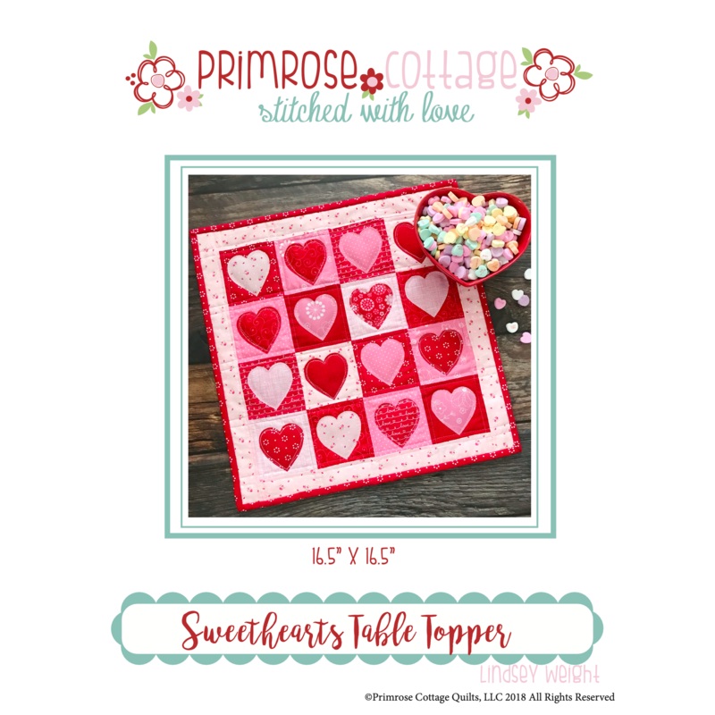 Sweethearts by Lindsey Weight of Primrose Cottage Quilts – Table Topper PDF Pattern