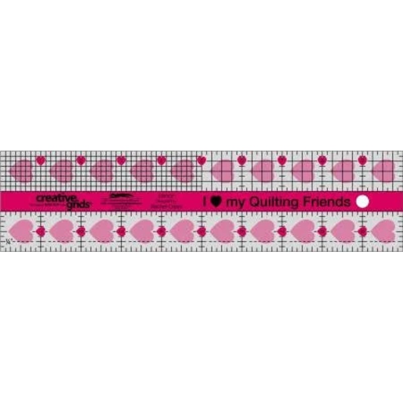Creative Grids I Love My Quilt Friends Quilt Ruler 2-1/2in x 10in