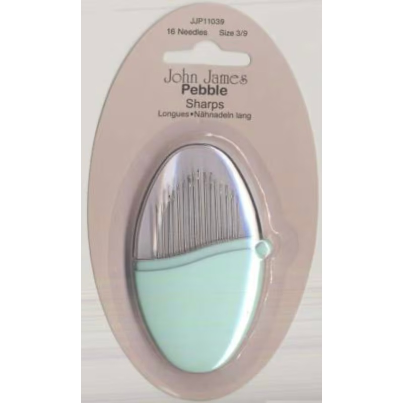 John James Pebbles Sharps Needles Assorted Sizes 3/9 16 ct Peppermint Green # JJP11039