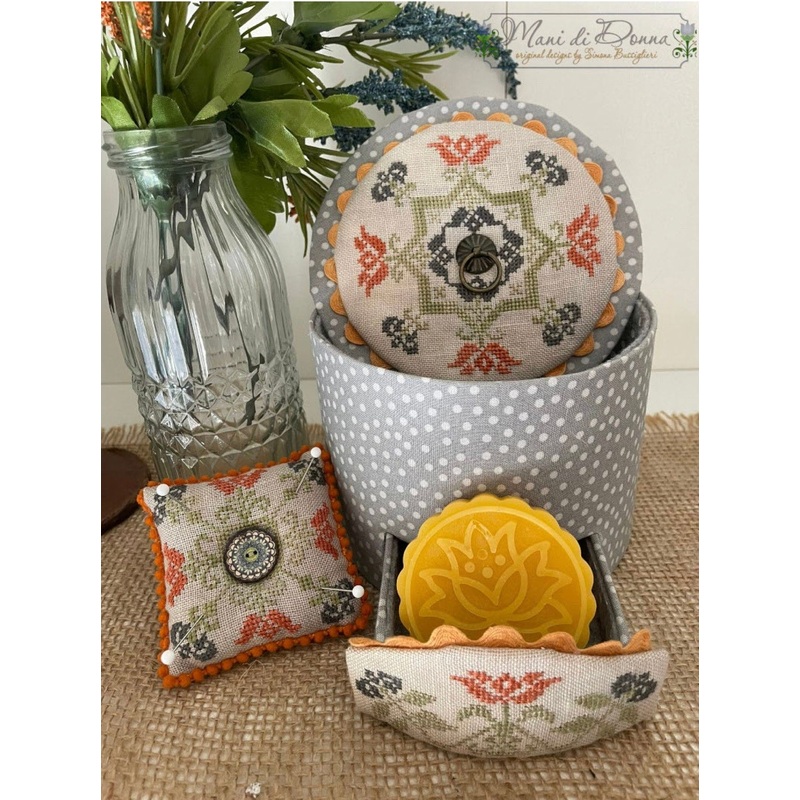 Elegant Flowers Sewing Box Cross Stitch by Mani Di Donna – Paper Pattern