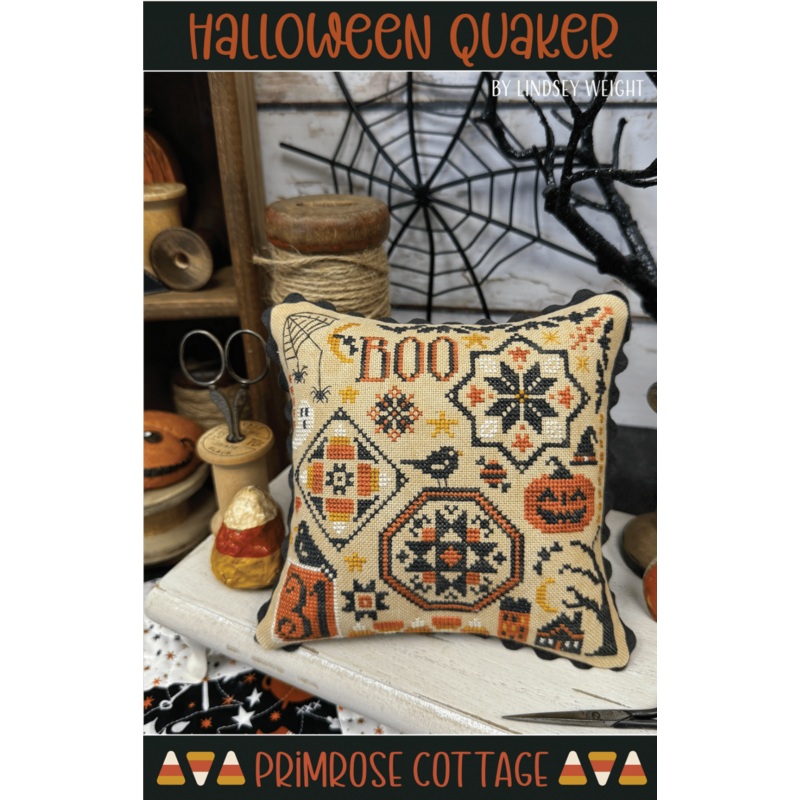 Halloween Quaker Cross Stitch by Lindsey Weight of Primrose Cottage – PAPER Pattern