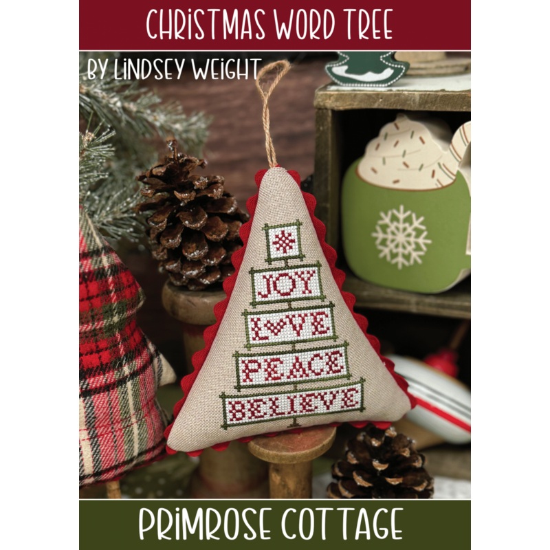 Christmas Word Tree Cross stitch by Lindsey Weight of Primrose Cottage – PAPER Pattern PCS-156