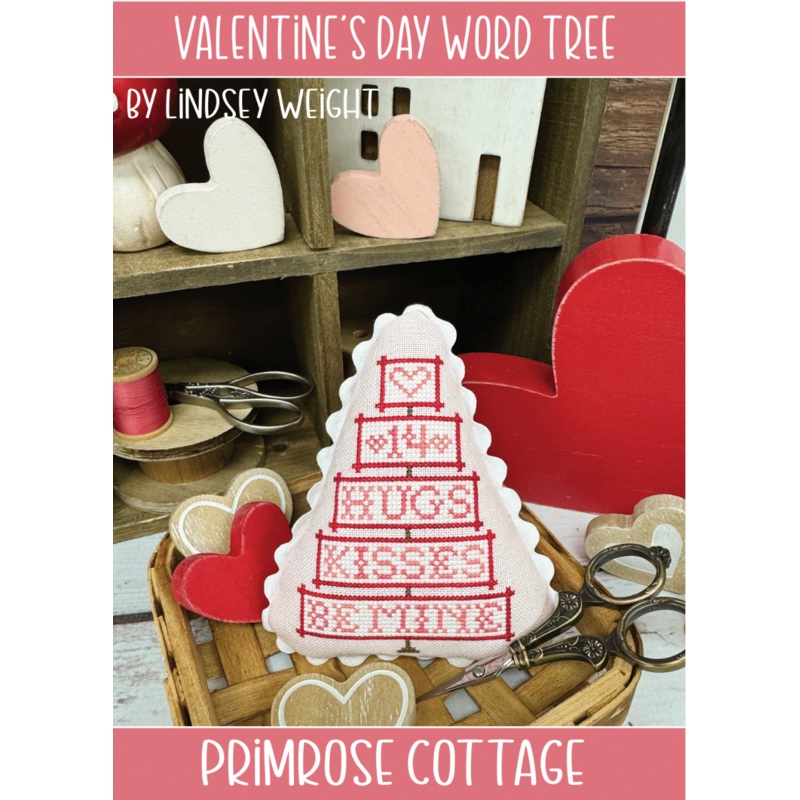 Valentine’s Day Word Tree Cross Stitch by Lindsey Weight of Primrose Cottage – PAPER Pattern