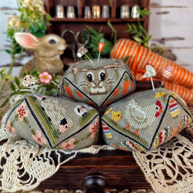 Easter Biscornu Trio Cross Stitch by Puntini Puntini – Paper Pattern