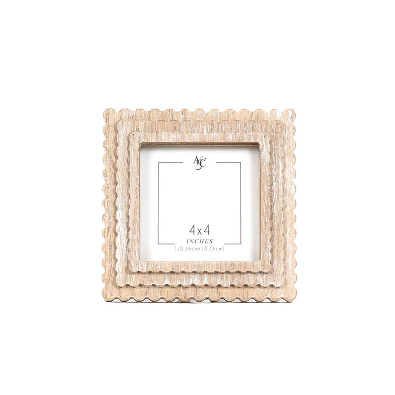 Scallop Frame Natural | Scalloped Frames Collection | 6x6x1 photo frame (4×4) | 11848