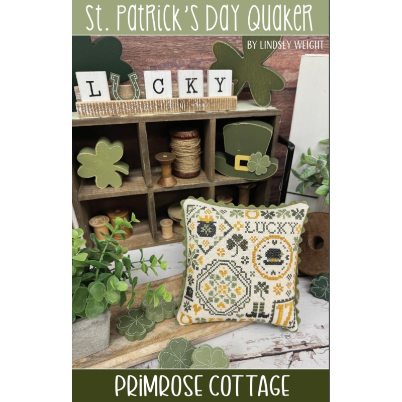 St. Patrick’s Day Quaker Cross Stitch by Lindsey Weight of Primrose Cottage – PAPER Pattern