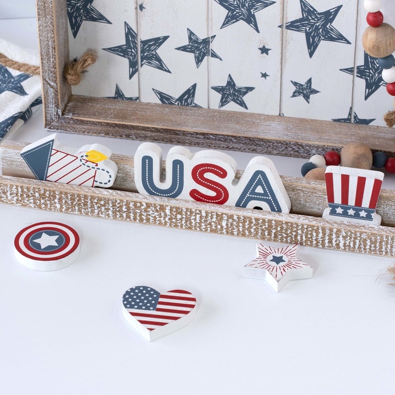 America | Stars & Stripes Collection | 3x2x.25 wood shapes set of six | 45125
