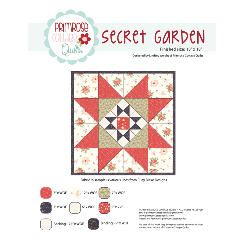 Secret Garden – by Lindsey Weight of Primrose Cottage Quilts – Quilt PDF Pattern