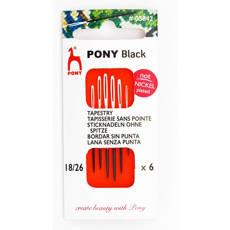 Pony Black Nickel-Free Tapestry Needles w/ White Eyes