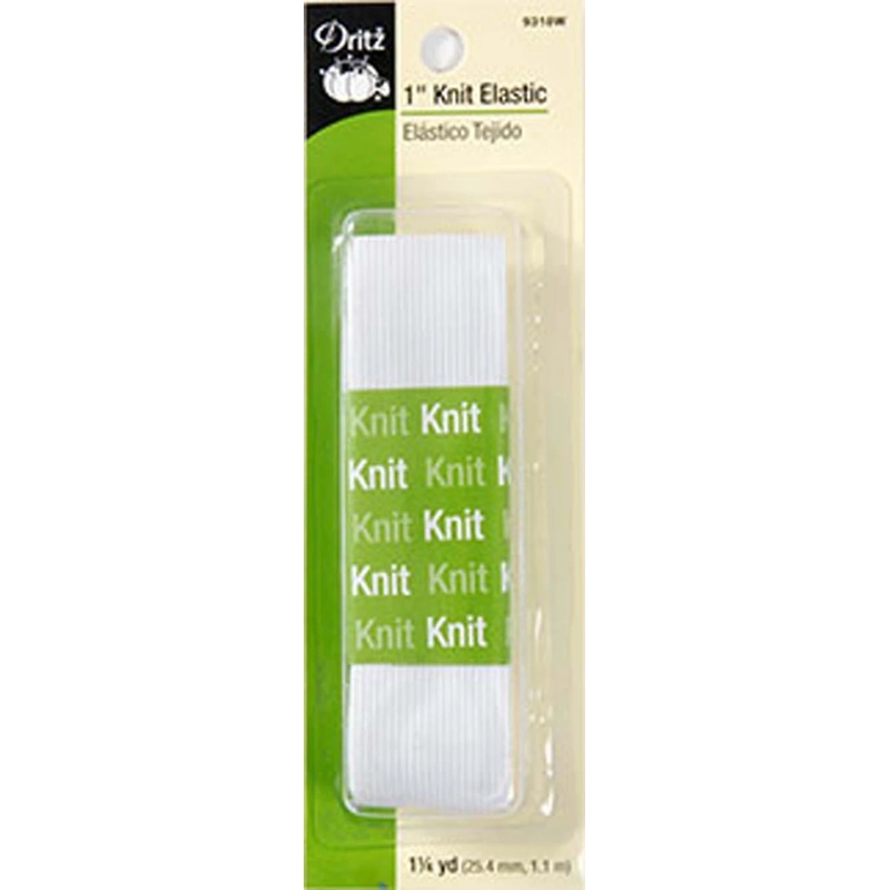 White Knit Elastic 1in x 1-1/4yds