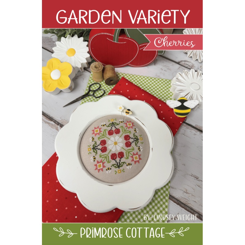 Garden Variety: Cherries Cross Stitch by Lindsey Weight of Primrose Cottage – PDF Pattern