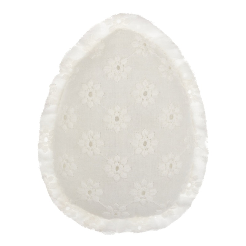 White Eyelet Fabric Egg | Collins Painting & Design | CF-2607