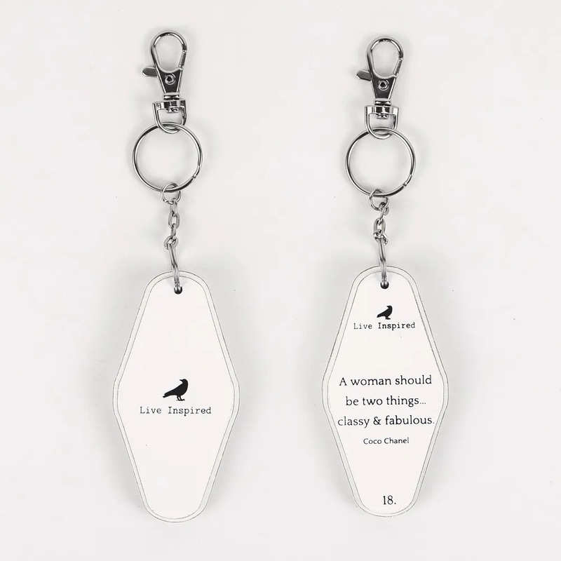 Woman | white, black | 1.7×3.5x.5 rvs wd keychain | 11175