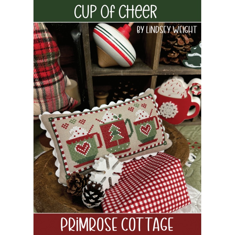 Cup of Cheer Cross Stitch by Lindsey Weight of Primrose Cottage – PAPER Pattern