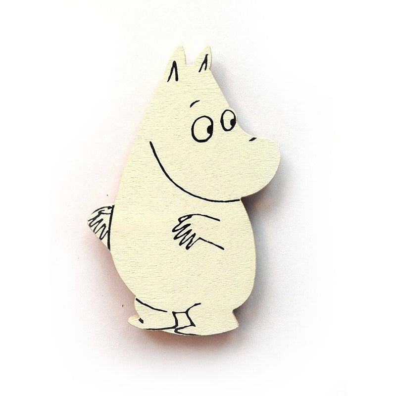 Wooden Brooch Moomintroll looking left
