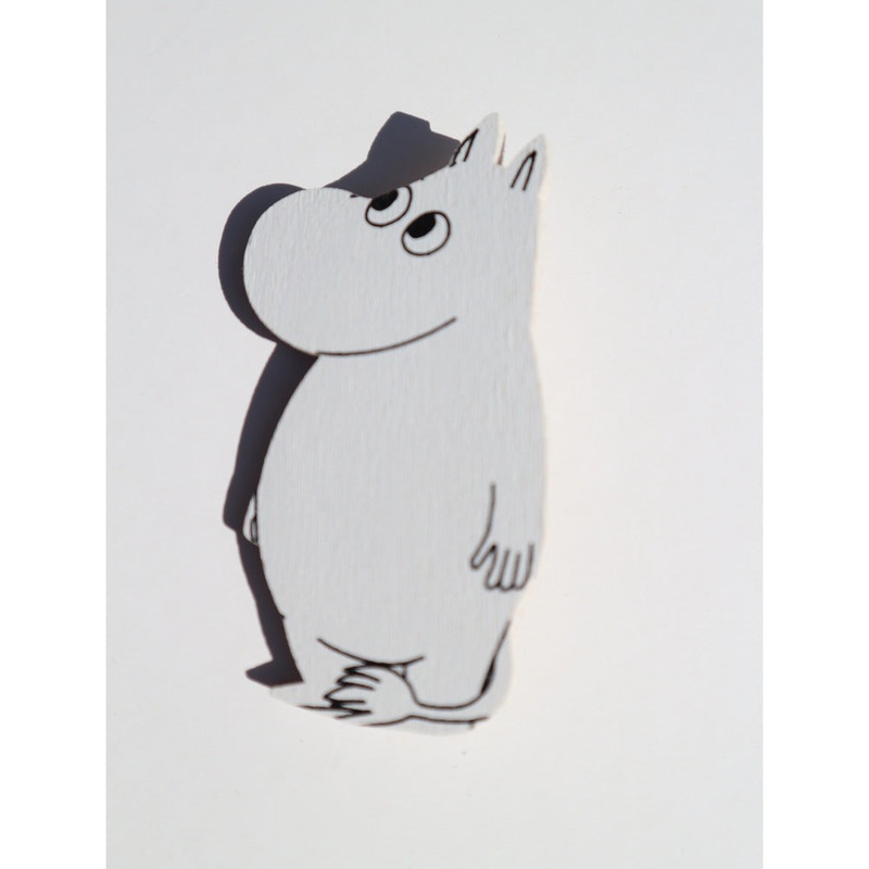 Wooden Brooch Moomintroll looking up