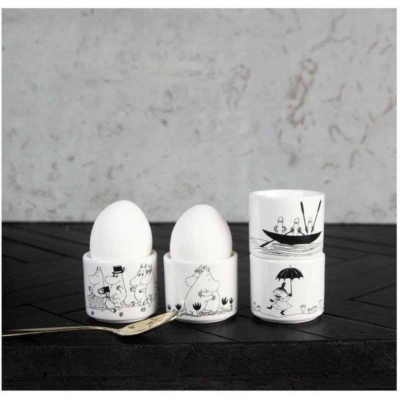 Moomin Egg Cups set of 4 black & white