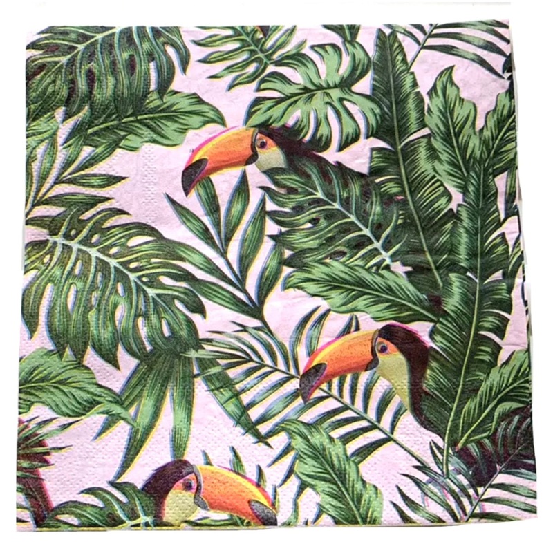 Toucan Paper Napkins|Pink|Black