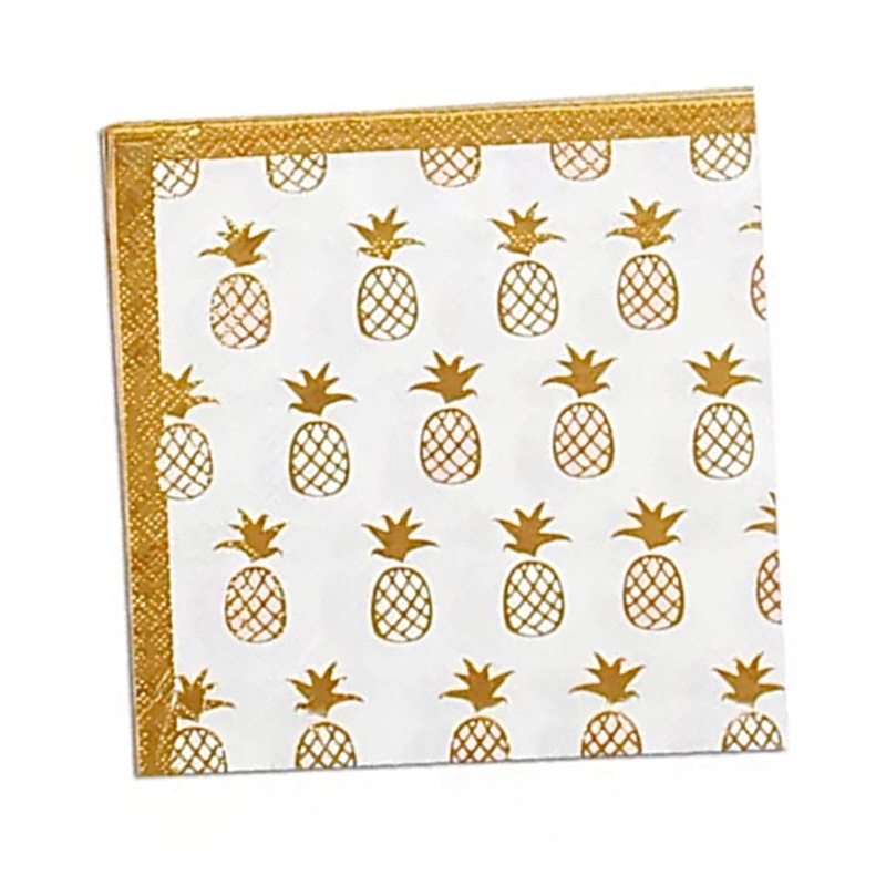 Pineapple Paper Napkins Gold|Gold / Pink